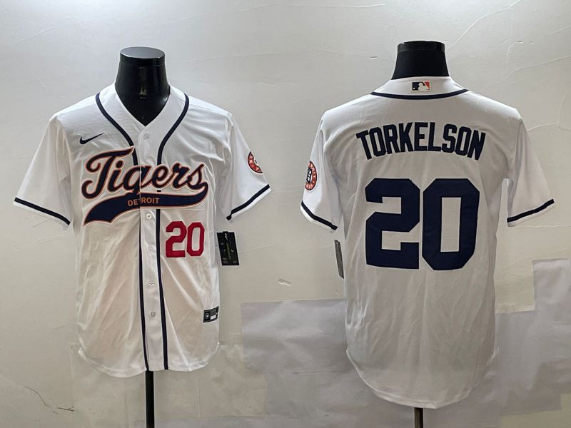 Men Detroit Tigers #20 Torkelson White Jointly Name 2025 Nike MLB Jersey style 3